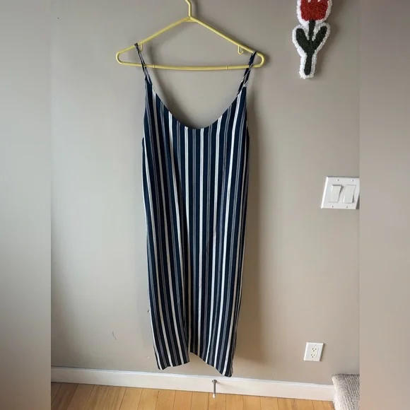 Everlane viscose slip Navy and White Striped Sleeveless Dress -NWOT - Picture 1 of 4